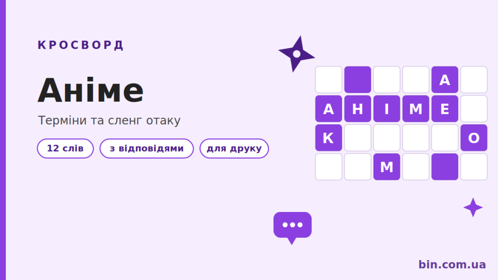 Кросворди про аніме онлайн