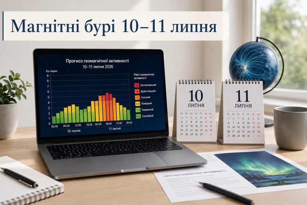 Коли чекати магнітну бурю 10–11 липня: точний прогноз Kp, піки та рівень небезпеки