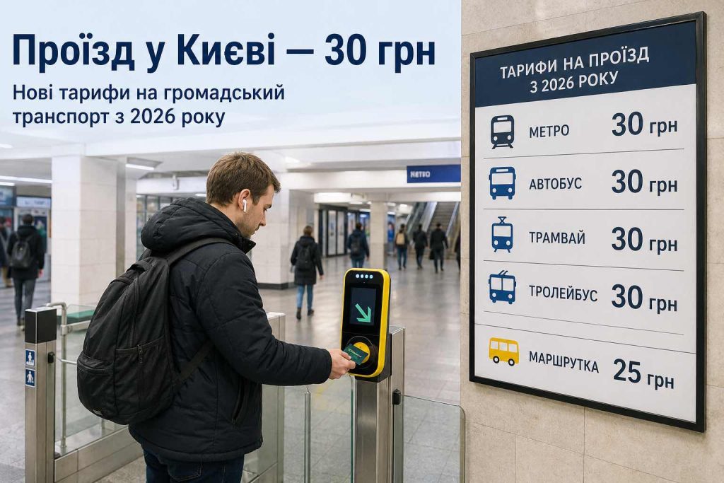 Скільки коштує проїзд у метро, автобусі, трамваї та тролейбусі в Києві у 2026 році
