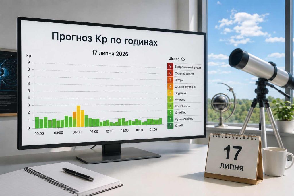 Чи буде магнітна буря 17–18 липня: погодинний прогноз Kp для України