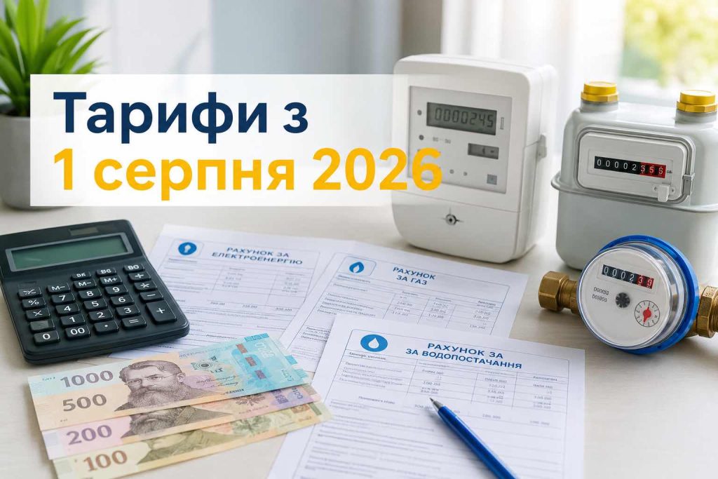 Тариф на світло, газ і воду з 1 серпня 2026 року: скільки українці платитимуть за комуналку