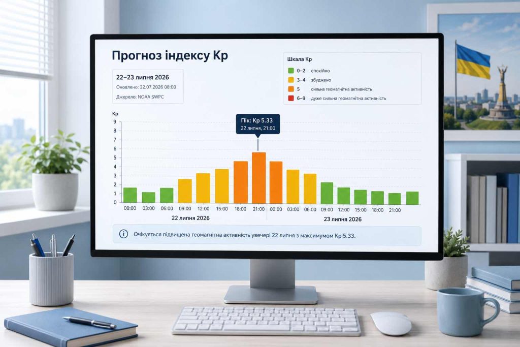 Україну накриє магнітна буря G1: небезпечні години 22–23 липня