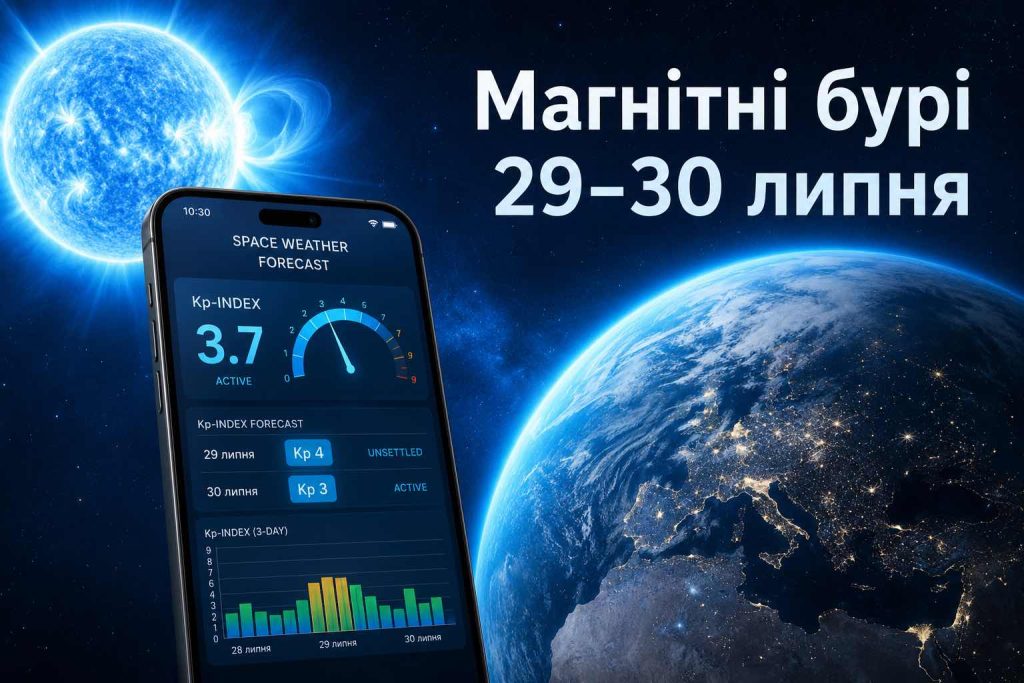Прогноз магнітних бур на 29 і 30 липня: небезпечні години за Києвом