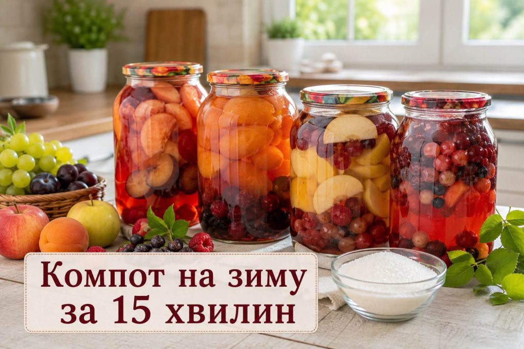Простий компот на зиму без зайвого клопоту: швидкий рецепт для будь-яких фруктів