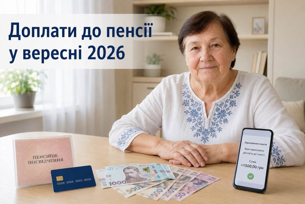 Доплата до пенсії у вересні 2026 року: хто отримає більше та які суми нарахують