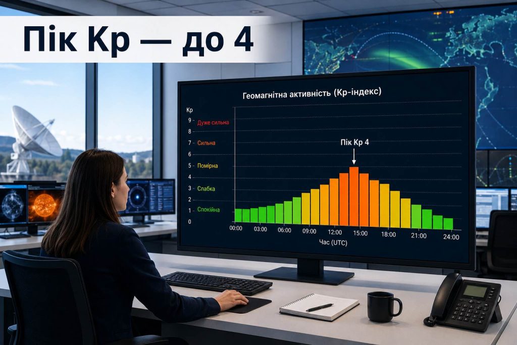 Магнітні бурі 21–22 серпня 2026: точний прогноз Kp по годинах і години піків