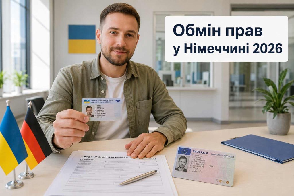 Як обміняти українські права на німецькі без іспитів у 2026 році онлайн: ціна, документи та строки Як обміняти українські права на німецькі без іспитів у 2026 році онлайн: ціна, документи та строки
