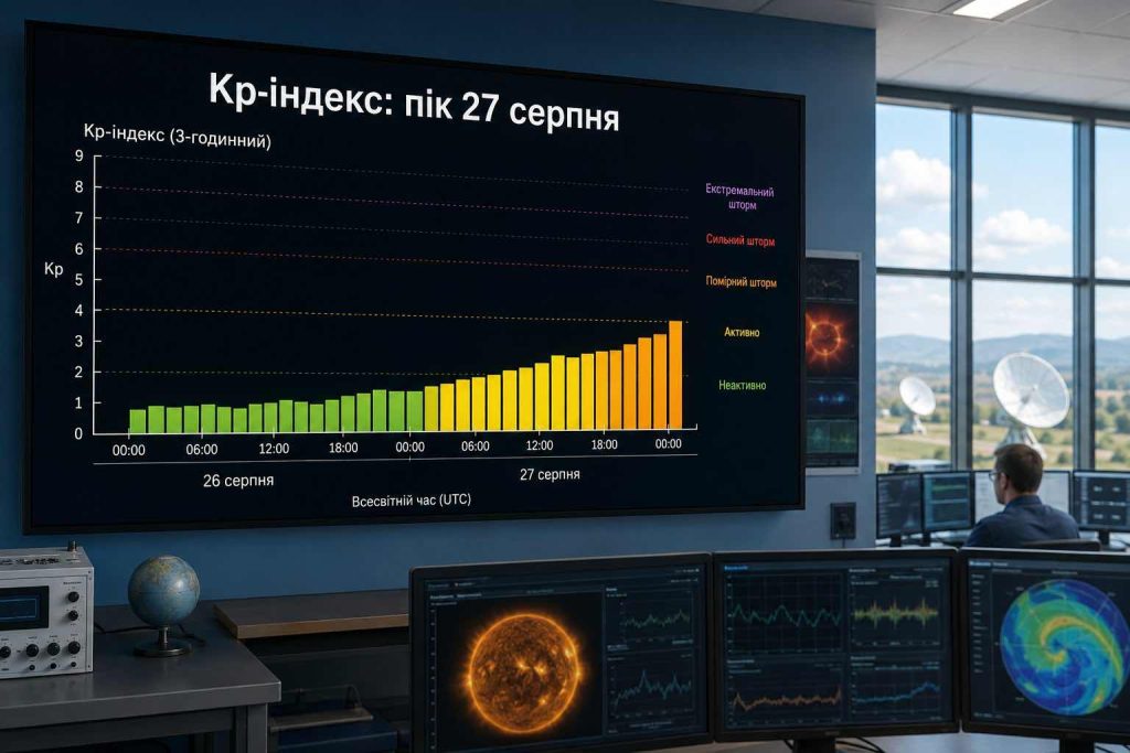 Магнітні бурі 26 і 27 серпня: найнебезпечніші години та прогноз Kp для України