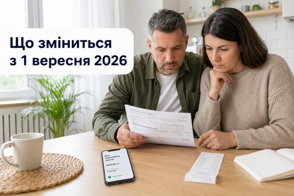 Пенсії, виплати й тарифи з 1 вересня 2026: які зміни чекають українців