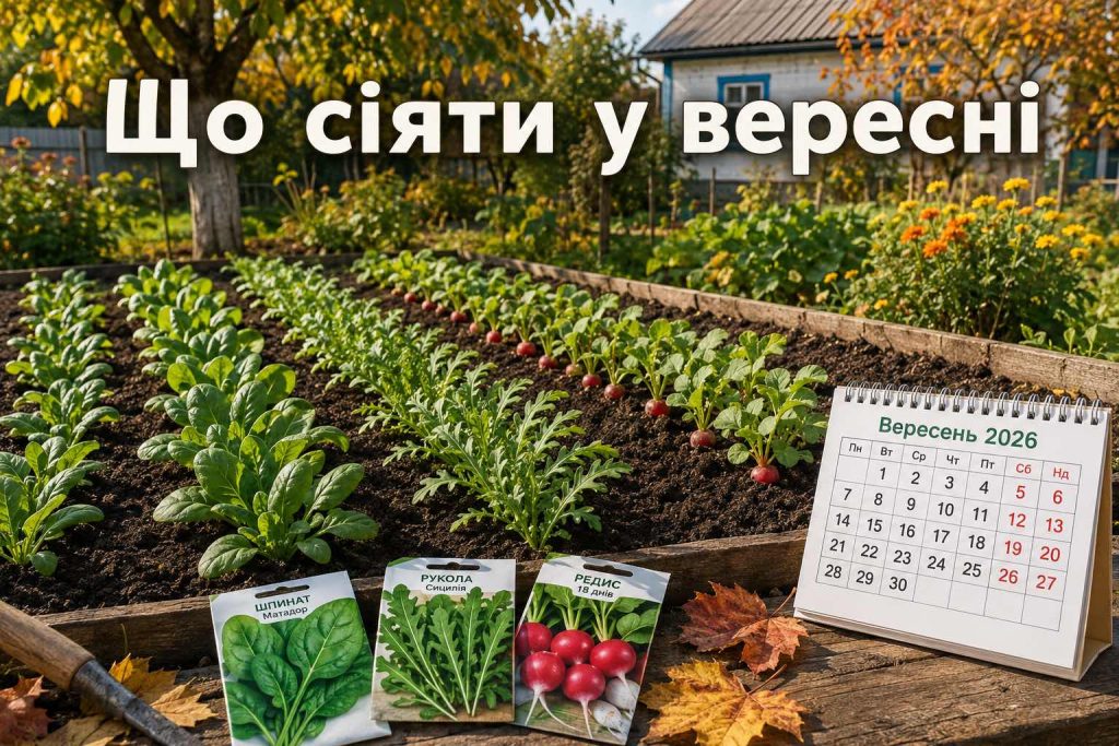 Місячний посівний календар на вересень 2026: коли сіяти зелень, часник і сидерати