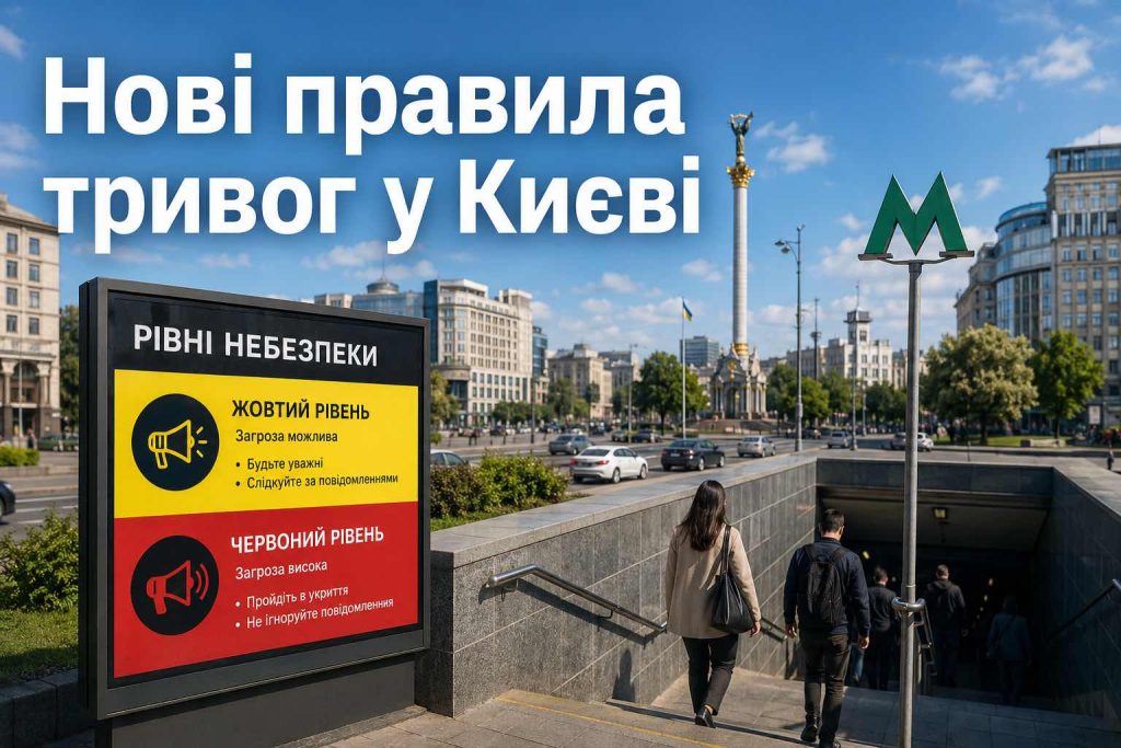 Київ змінює правила під час тривог: що означають жовтий і червоний рівні загрози та як працюватиме метро