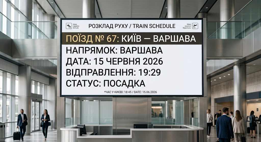 Потяг Київ — Варшава №67: розклад, ціна квитка, маршрут і правила поїздки у 2026 році