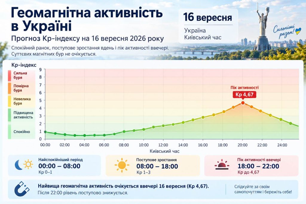 Чи буде магнітна буря 16–17 вересня: названо найактивніші години та прогноз для України