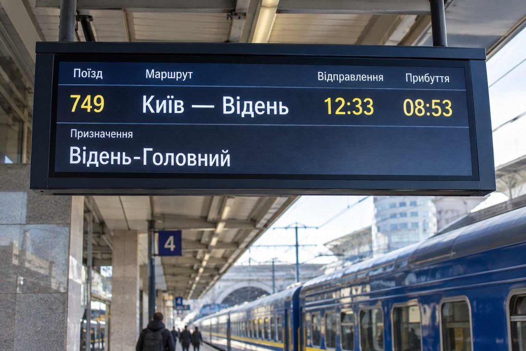 Потяг 749 Київ – Відень-Головний: актуальний розклад, квитки, ціна та маршрут 2026