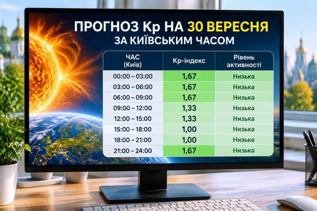 Чи буде магнітна буря 30 вересня – 1 жовтня: погодинний прогноз Kp для України