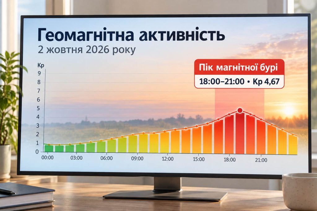 Магнітні бурі 2–3 жовтня 2026: точний прогноз Kp по годинах і час головного піку