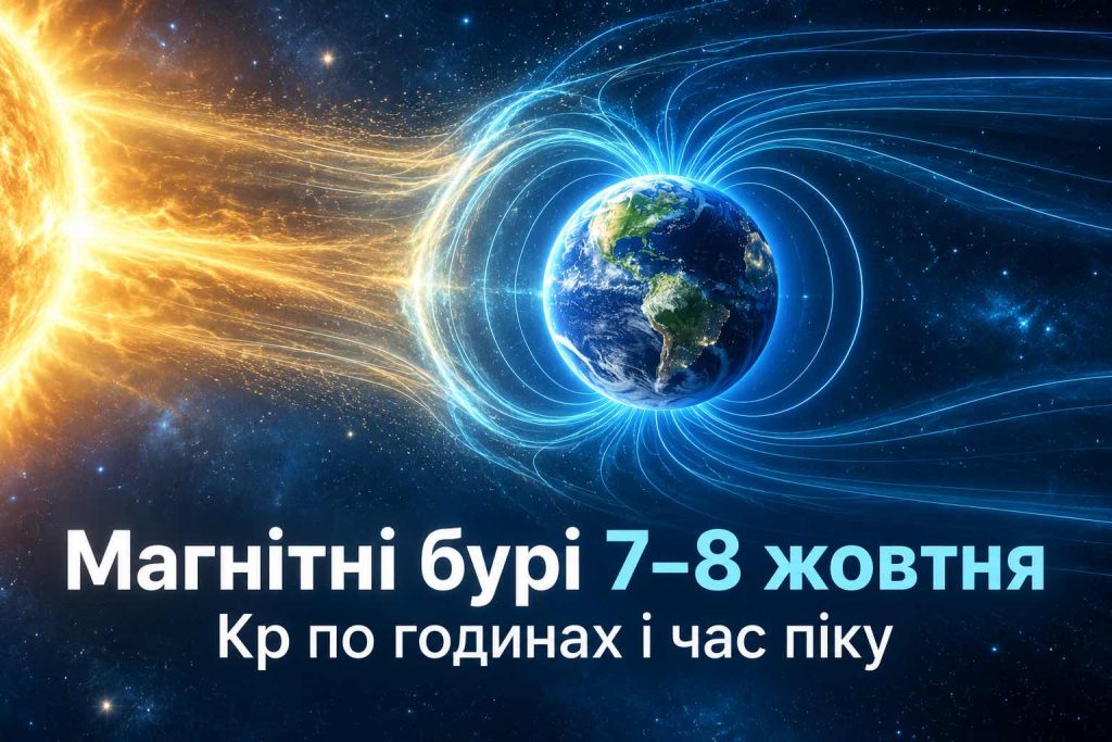 Магнітні бурі 7–8 жовтня 2026: точний прогноз Kp по годинах і пікові періоди Магнітні бурі 7–8 жовтня 2026: точний прогноз Kp по годинах і пікові періоди